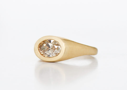 BROWN OVAL DIAMOND RING