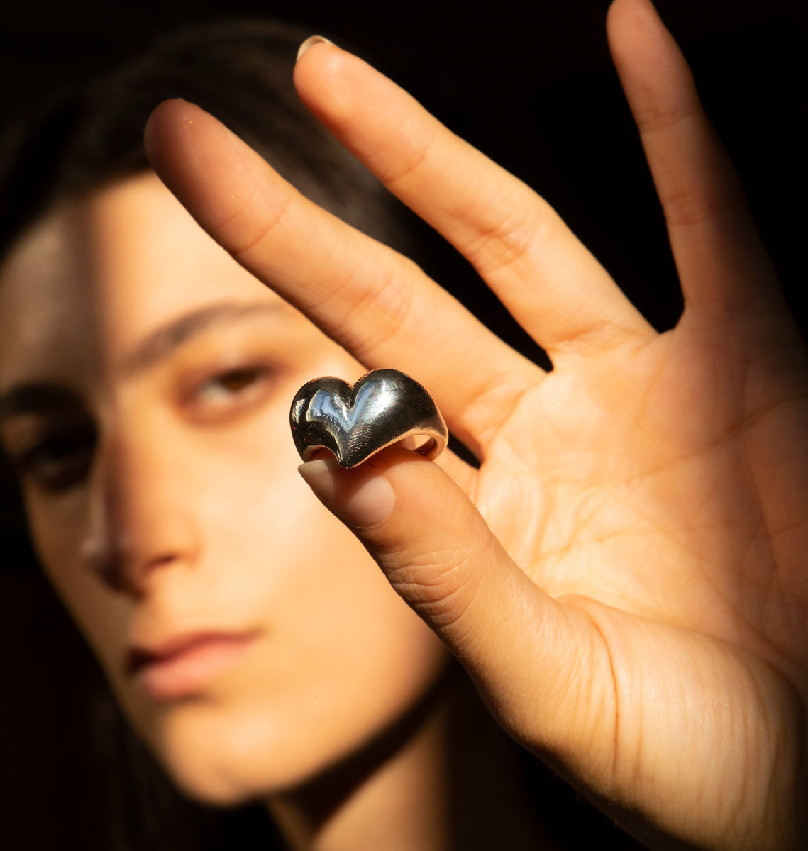 Green sales heart ring