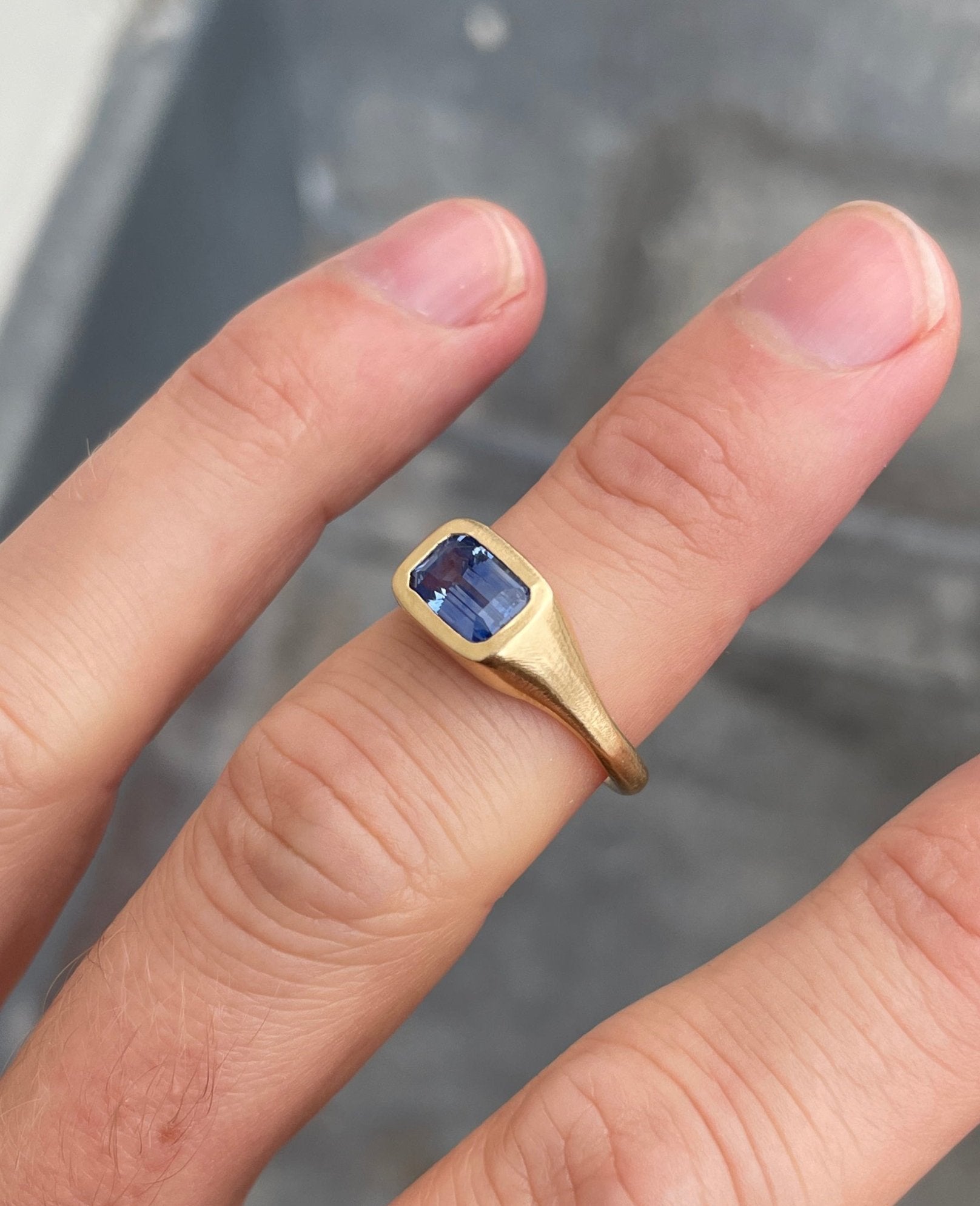 Blue sapphire pillow ring