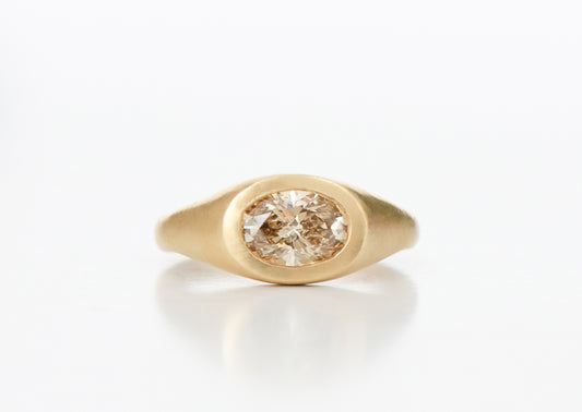 BROWN OVAL DIAMOND RING