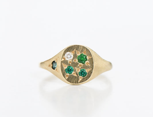 Green Neapolitan Ring with Diamond
