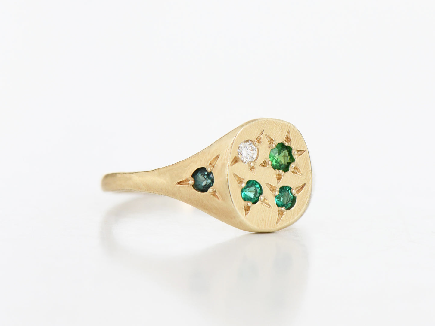 Green Neapolitan Ring with Diamond