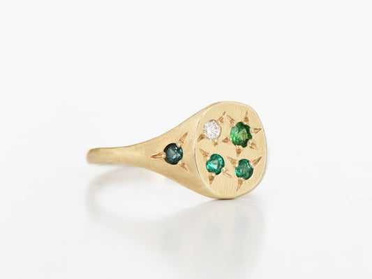 Green Neapolitan Ring with Diamond