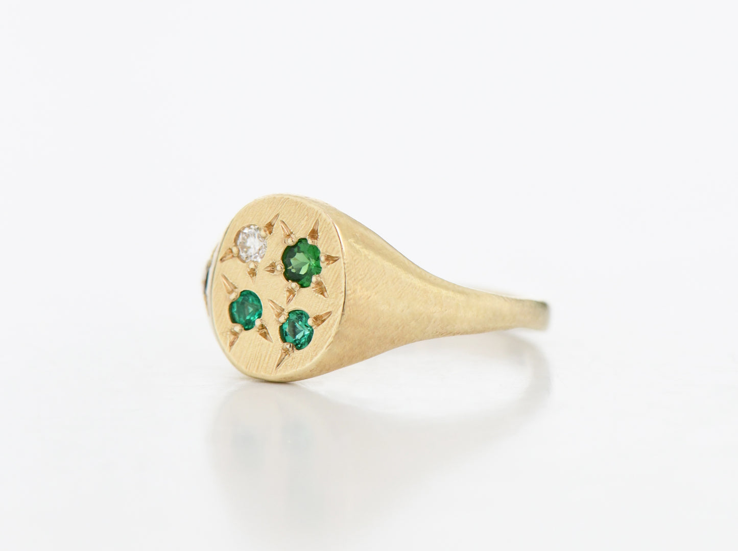 Green Neapolitan Ring with Diamond