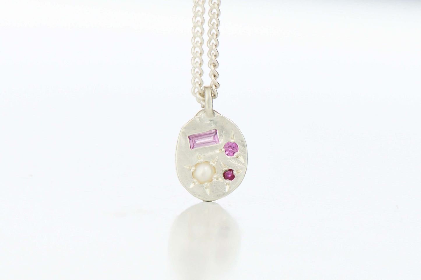 NEAPOLITAN NECKLACE PINK SILVER (42cm chain)