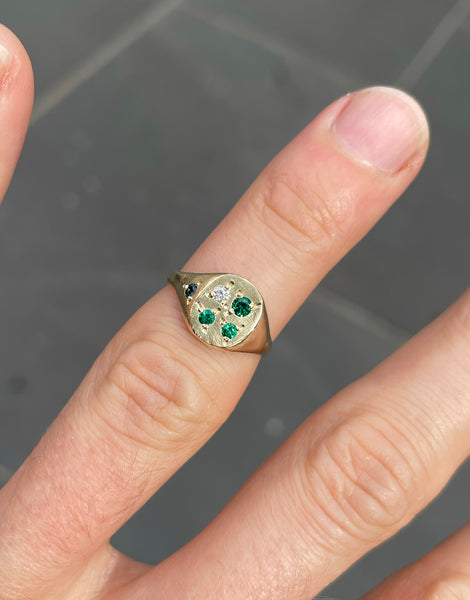 Green Neapolitan Ring with Diamond